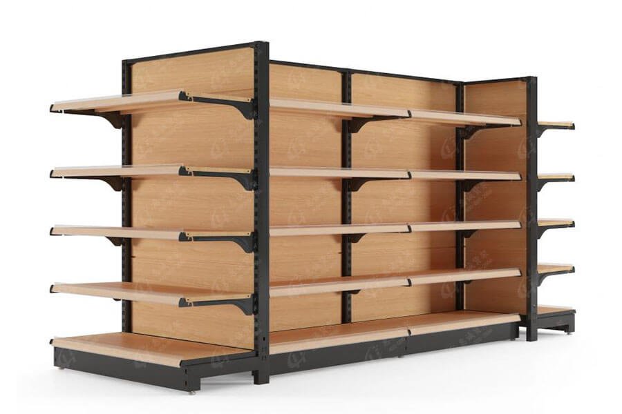 wood supermarket shelves