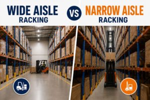 Wide aisle versus narrow aisle pallet racking comparison